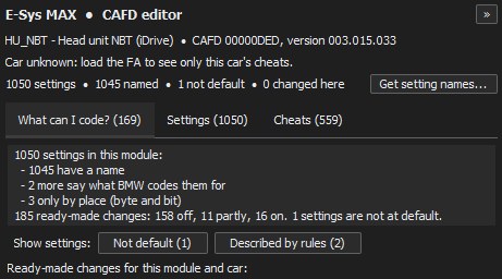 What can I code: 1045 of 1050 settings named, 185 ready-made changes for this module